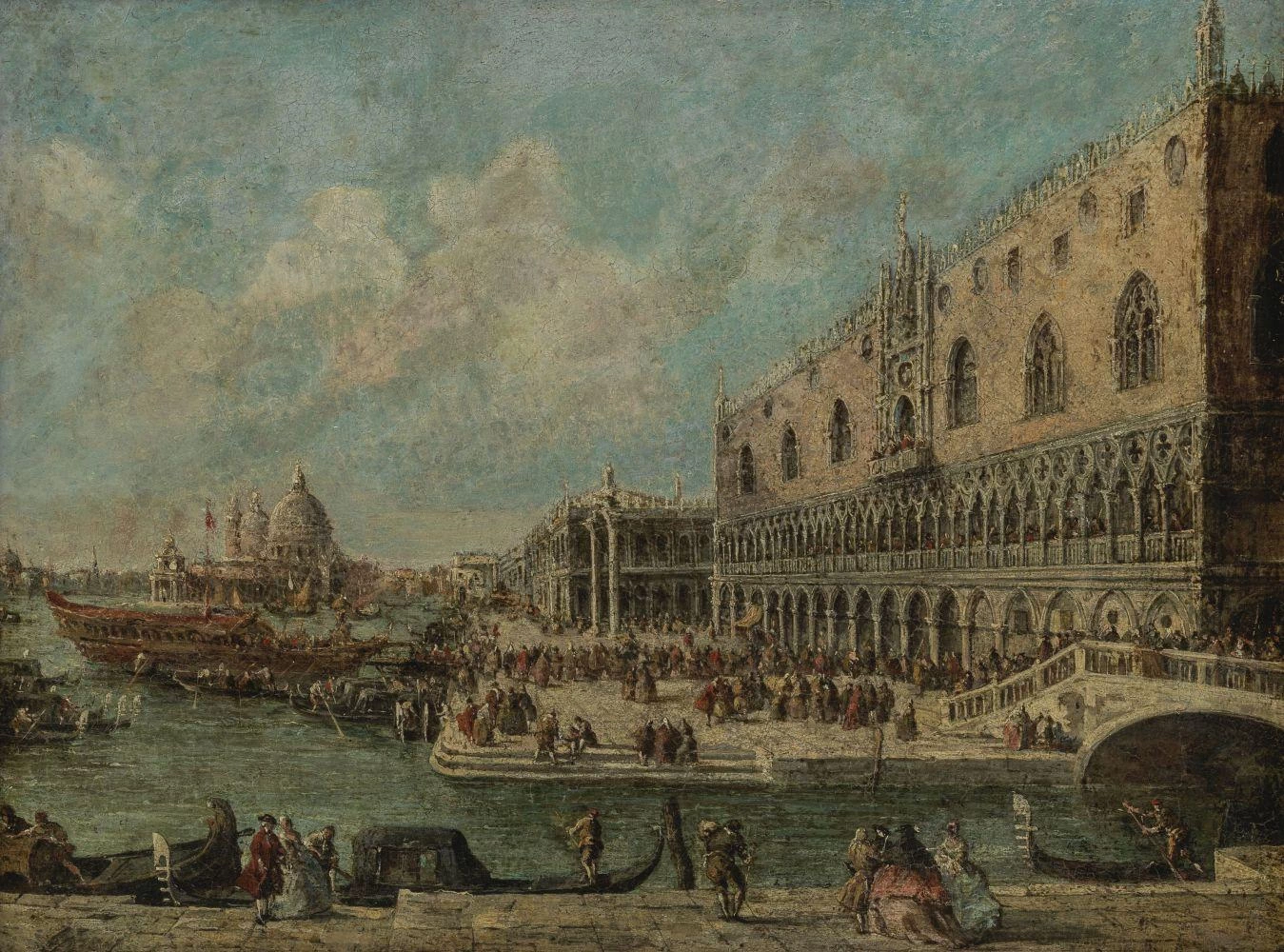 Il Bucintoro davanti al Palazzo Ducale e al Campo dei Santi Giovanni e Paolo a Venezia